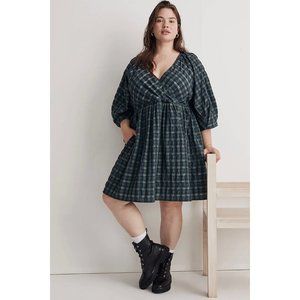 Madewell 'Marianna' Puff-Sleeve Mini Dress in Plaid